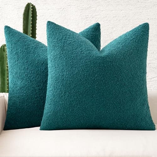 MIULEE 18x18 Inch Textured Boucle Pillow Covers Set of 2 BrownAccentLivingroom Decor