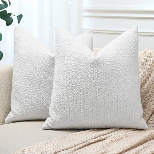 OTOSTAR Textured Boucle Ivory White Throw Pillow Covers