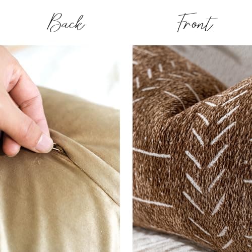 Boho Farmhouse Brown Lumbar Throw Pillow Covers, Set of 2