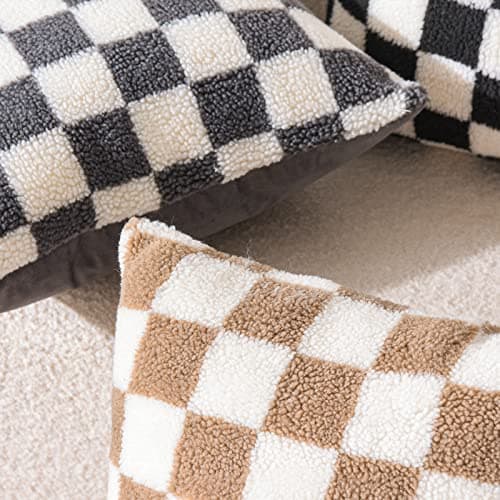 Soft Sherpa Checkerboard Decorative Pillow Covers