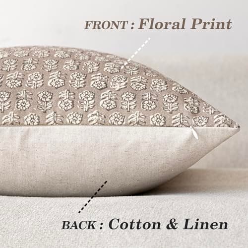 Vintage Floral Print Throw Pillow Covers for Boho Home Decor, Set of 2 - 18x18 Inch