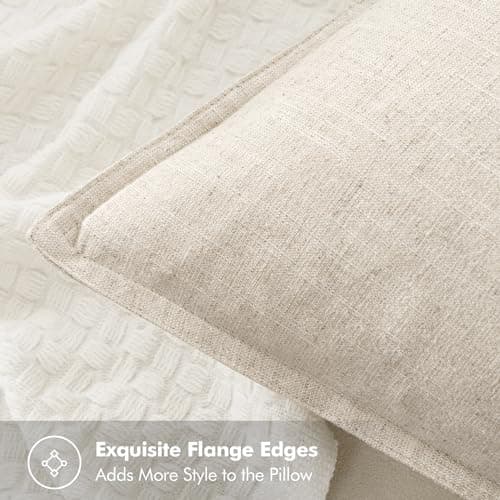 Neutral Linen Pillow Covers Set of 4 for Modern Home Decor (18x18 Inch)