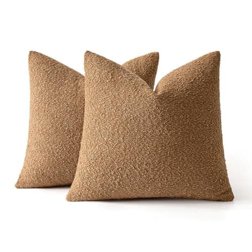 MIULEE 18x18 Inch Textured Boucle Pillow Covers Set of 2 BrownAccentLivingroom Decor