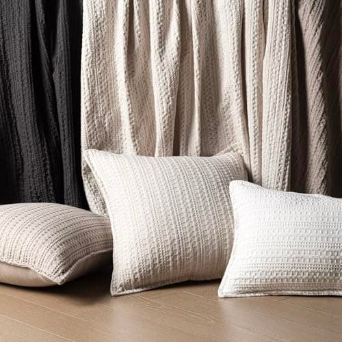 Decorative Textured Throw Pillow Covers for Euro Sham Cushions - Set of 2 (18×18 Inch)