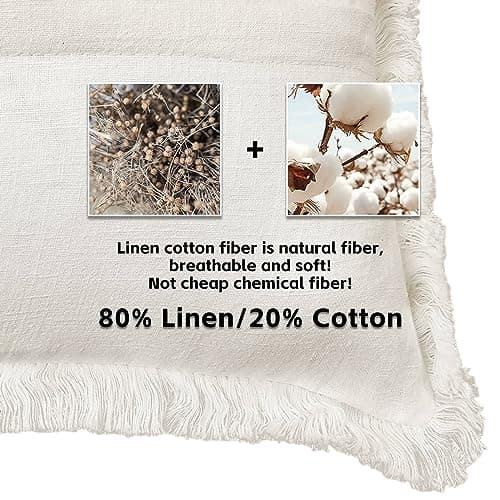 AmHoo 2-Pack Linen Pillow Covers with Tassels for Couch & Bedroom