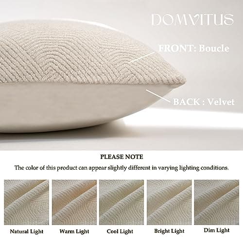 Neutral Boucle Pillow Covers 20x20 Set of 2 for Couch or Bed