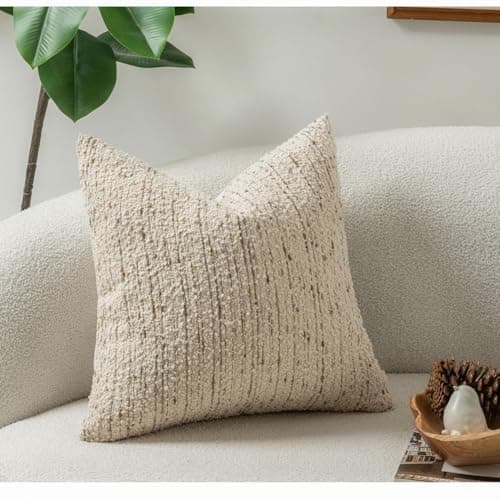 Zealax Textured Boucle 18x18 Cream Pillow Covers Square Accent Décor