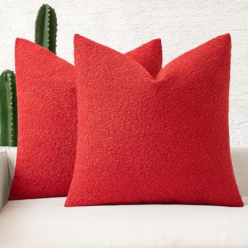 MIULEE 18x18 Inch Textured Boucle Pillow Covers Set of 2 BrownAccentLivingroom Decor