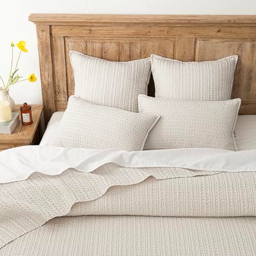 Decorative Textured Throw Pillow Covers for Euro Sham Cushions - Set of 2 (18×18 Inch)