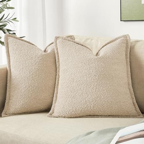 DFXSZ Simple Imitation Lamb Wool Throw Pillow Covers 18x18 Set of 2 Home Decor