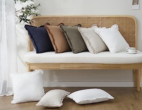 Foindtower 26 Natural Beige Boho Fringe Throw Pillow Cover for Sofa and Chair Decor
