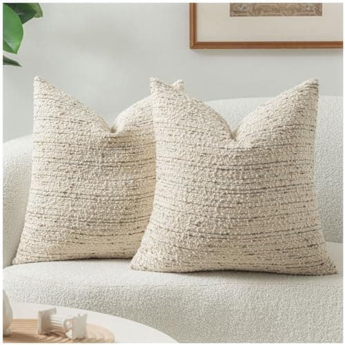 Zealax Textured Boucle 18x18 Cream Pillow Covers Square Accent Décor