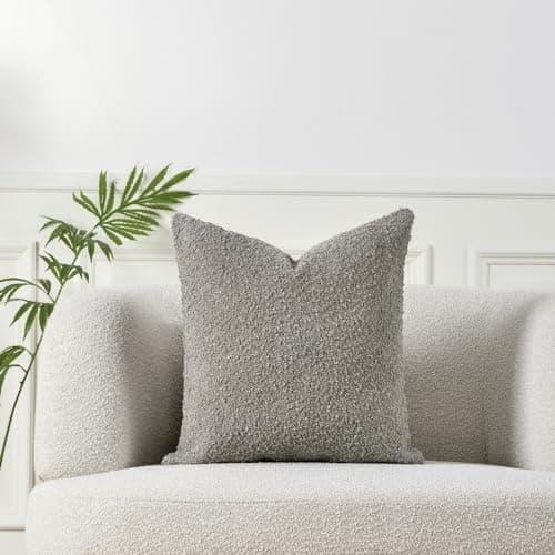 Textured Solid Boucle Pillow Cover 12x20 Inch, Cozy Woven Rectangle Cushion Cover for Sofa, Couch, Bed