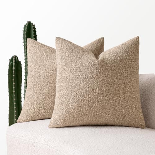 MIULEE 18x18 Inch Textured Boucle Pillow Covers Set of 2 BrownAccentLivingroom Decor