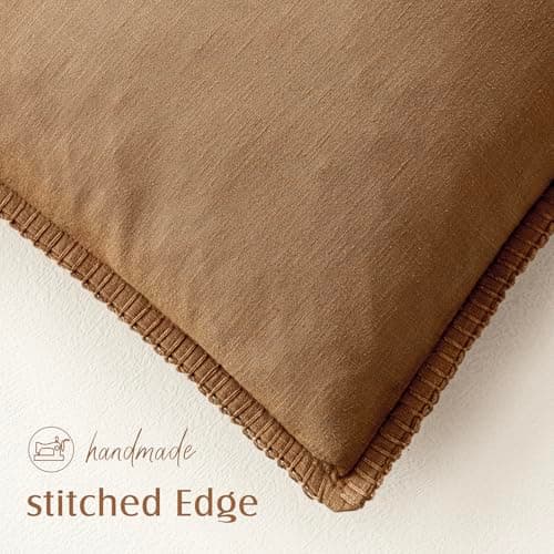 Foindtower Neutral Stitched Throw Pillow Covers 12x20 Set of 2, Rustic Living Room Decor
