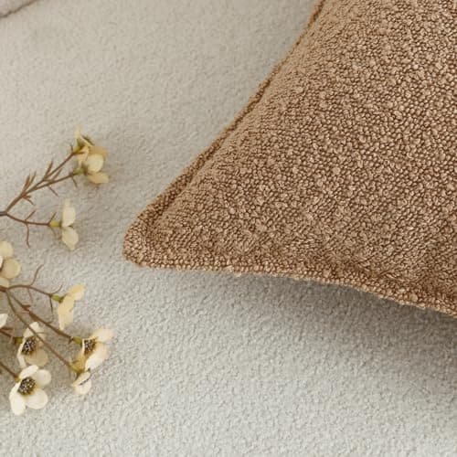 LIGICKY 18x18 Inch Light Brown Textured Neutral Boucle Pillow CoversPack of 2