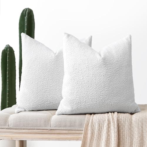 OTOSTAR Textured Boucle Ivory White Throw Pillow Covers