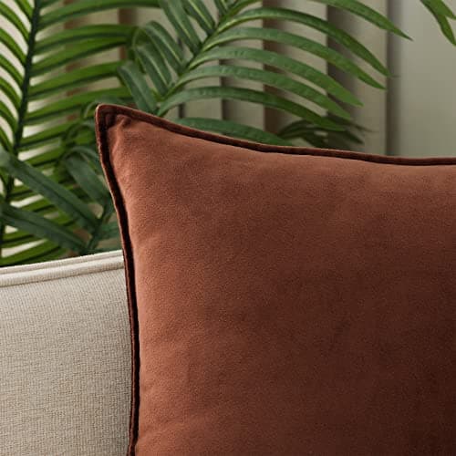JIAHANNHA Velvet Brown Throw Pillow Covers for Living Room Couch 18x18 Inches