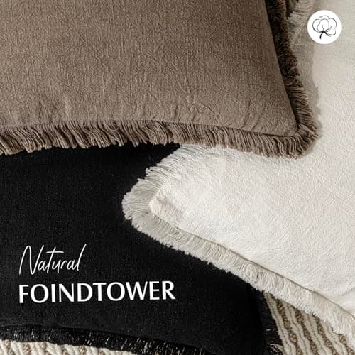 Farmhouse Boho Fringe Throw Pillow Covers Set of 2 for Living Room Home Decor