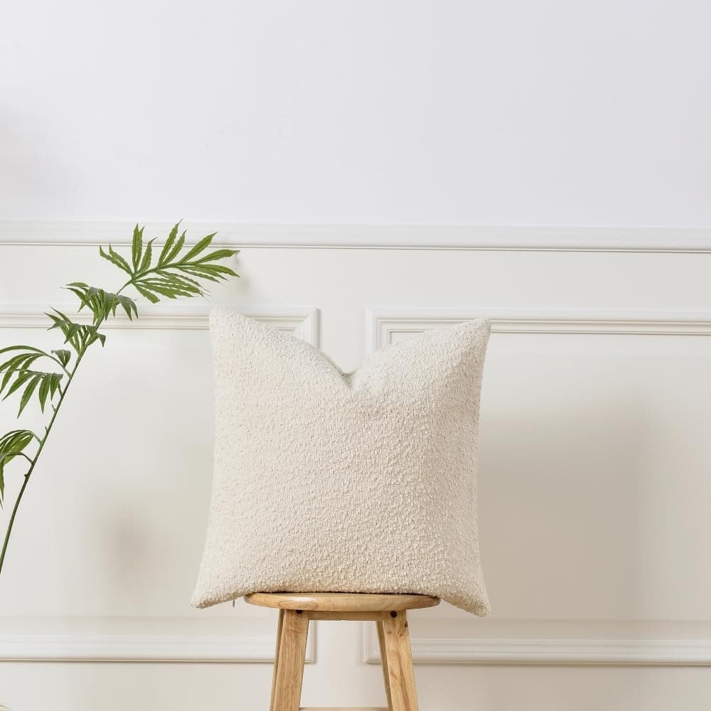 Textured Neutral Boucle Pillow Cover 18x18 Inches