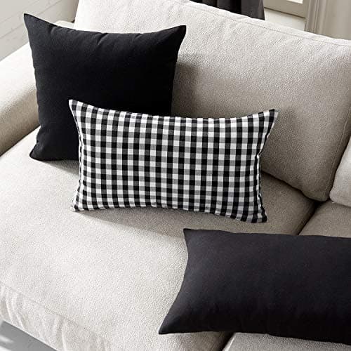 2 Farmhouse Burlap Square Throw Pillow Covers - Black, 20 x 20 Inch