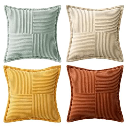 MIULEE Spring Green Patchwork Throw Pillow Covers for Home Decor