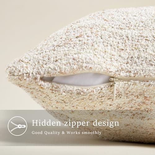 Spring Soft Boucle Throw Pillow Covers, Set of 2 Beige Accent Cushion Covers