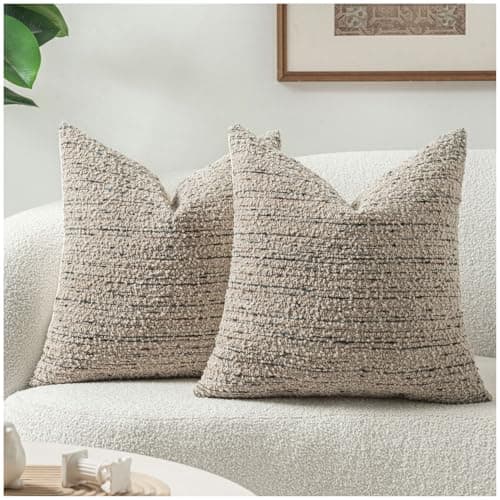 Zealax Textured Boucle 18x18 Cream Pillow Covers Square Accent Décor