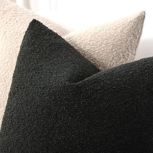 Black Decorative Lumbar Pillow Cover for Couch, 12x20 inches