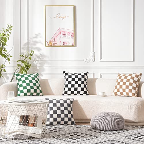 Soft Sherpa Checkerboard Decorative Pillow Covers