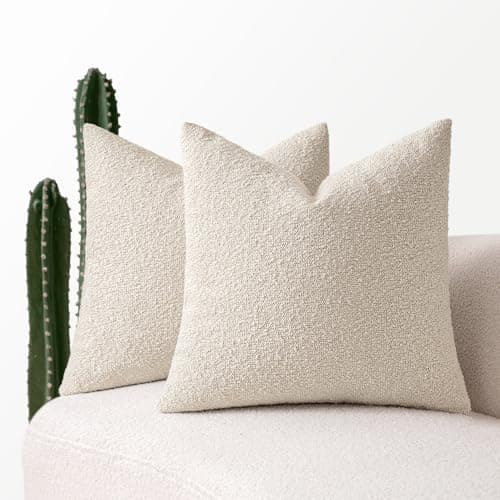 MIULEE 18x18 Inch Textured Boucle Pillow Covers Set of 2 BrownAccentLivingroom Decor