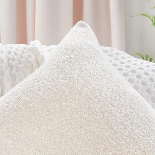 Deconovo Textured Boucle Pillow Covers, Cream, 20x20, Living Room Decor