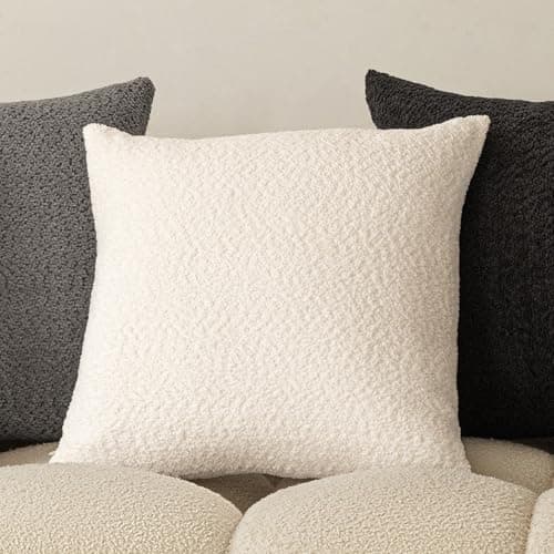 VOILYBIRD 18x18 Inch White Heavy Boucle Throw Pillow Covers