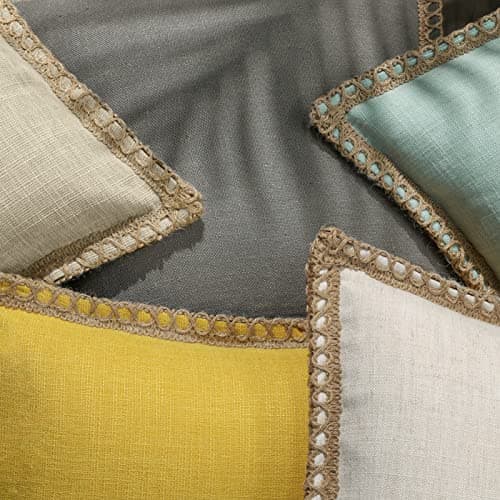 Farmhouse Decorative Throw Pillow Covers, Pack of 2 - Oatmeal Color | 20 x 20 inches, 50 x 50 cm