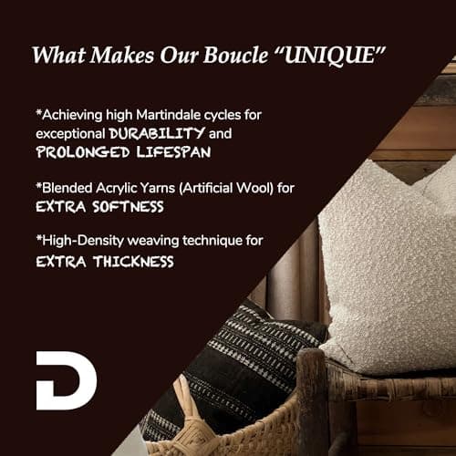 DOMVITUS Buttery Cream Textured Boucle Throw Pillow Cover, 18x18 Inch