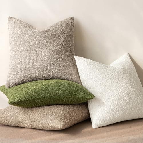 MIULEE Neutral Throw Pillow Cover 18x18 Inch Solid Texture Soft for Home Decor