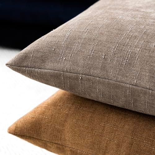 2 Pack Soft Chenille Throw Pillow Covers with Zipper 22x22 Inch, Solid Taupe Color