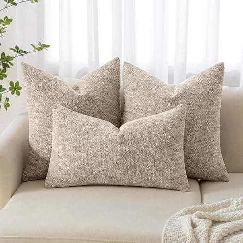MIULEE Neutral Throw Pillow Cover 18x18 Inch Solid Texture Soft for Home Decor
