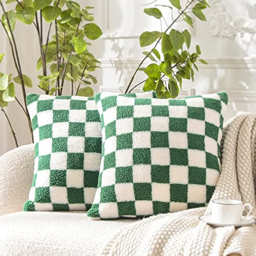 Soft Sherpa Checkerboard Decorative Pillow Covers