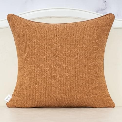 Luxury Textured Boucle Throw Pillow Cover Patchwork Accent Pillow Case - Orange White