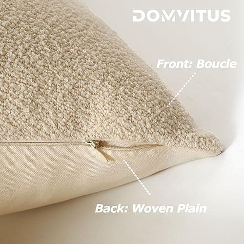 Luxury Boucle Pillow Covers for Living Room Sofa - Cream Yellow