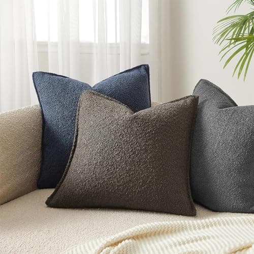 JUSPURBET Camel Boucle Throw Pillow Covers for Living Room