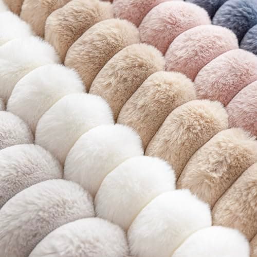 Faux Fur Plush Decorative Throw Pillow Covers 18x18 Inch, Blue, Pack of 2