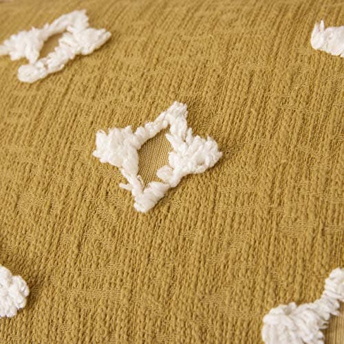 MIULEE Rhombic Jacquard Throw Pillow Covers, 18x18 Inch, Beige for Couch & Bedroom