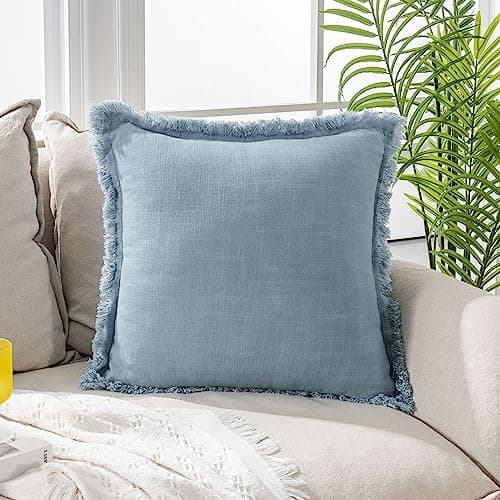 Linen Lumbar Decorative Throw Pillow Cover for Couch Sofa Bed Outdoor