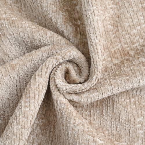 FUTEI Cream Chenille Throw Pillow Covers, 18x18 Inch Set of 2