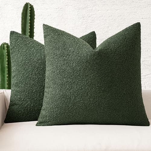 MIULEE 18x18 Inch Textured Boucle Pillow Covers Set of 2 BrownAccentLivingroom Decor