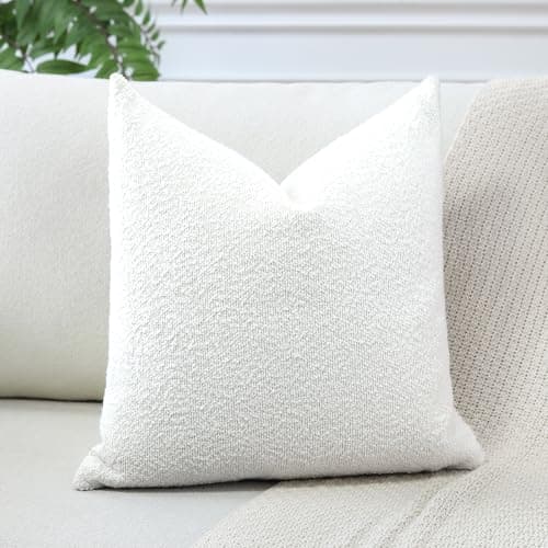 Textured Boucle Throw Pillow Covers Square - Cozy Soft Decorative Couch Cushion Case for Chair Sofa Bedroom Living Room Home Decor
