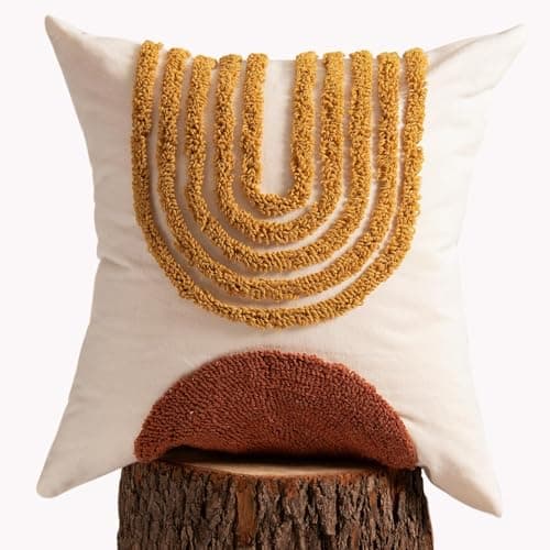 18x18 Boho Jacquard Tufted Pillow Covers, Farmhouse Decor