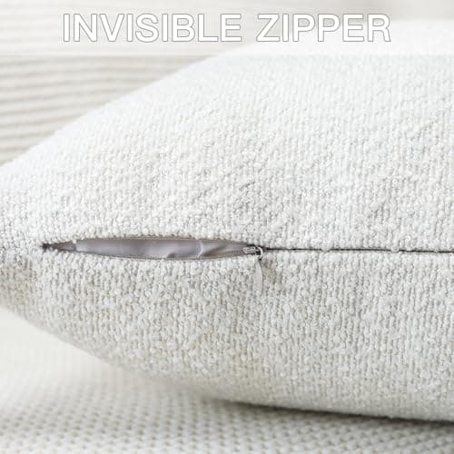 Textured Boucle Throw Pillow Covers Square - Cozy Soft Decorative Couch Cushion Case for Chair Sofa Bedroom Living Room Home Decor